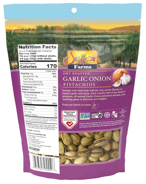 6 Oz. Pistachios Garlic Onion, In-Shell, Bag, Kosher