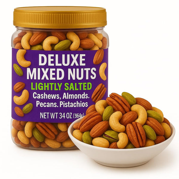 Generic Lighty Salted Mixed Nuts, Deluxe Blend of Cashews, Almonds, Pecans and Pistachios,