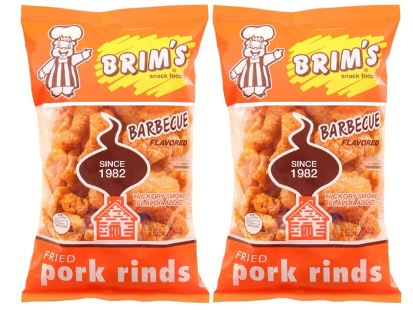 Brim's Barbecue Flavored Fried Pork Rinds (2 Bags ) each 2.625 oz