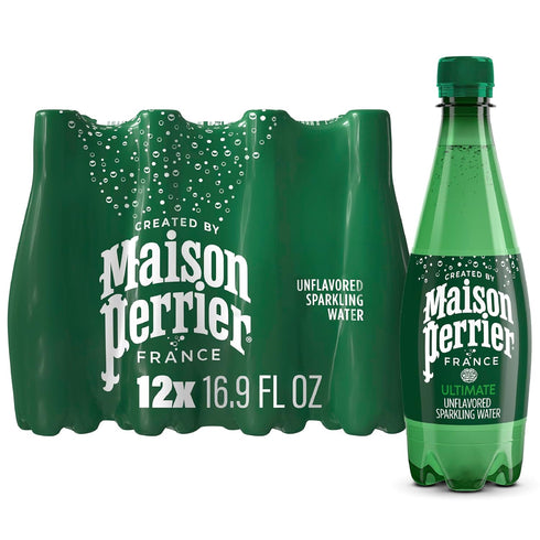 Maison Perrier Ultimate Sparkling Water, 16.9 Fl Oz Plastic Water Bottles, 12