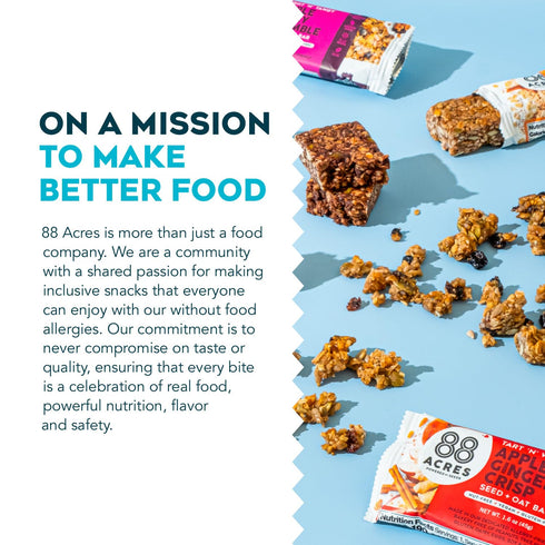 88 Pack, 6 Count, Acres Granola Bars Variety School Safe, Allergen Free Seed & Oat Snack Bar, Gluten & Nut Free, Vegan