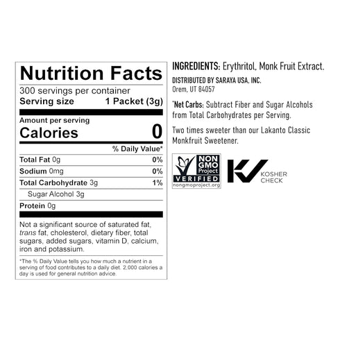 Packets 2X (3g 300 Count) Lakanto Classic Monk Fruit Sweetener with Erythritol - Sweetness White Sugar Replacement