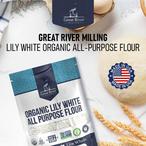 5 Lb Great River Milling Lily White Organic All-Purpose Flour | Unbleached & Unbromated | Non-GMO, Kosher | Ideal