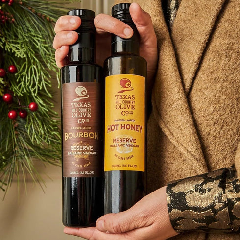 (8.5 oz) Bourbon Reserve Balsamic Vinegar - Gourmet Barrel Aged Infused Balsamic Vinegar - Great for Dressing Dipping