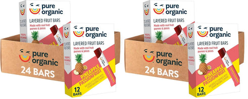 Pure Organic Layered Fruit Bars, Gluten Free, Vegan Fruit Snacks, Pineapple Passionfruit