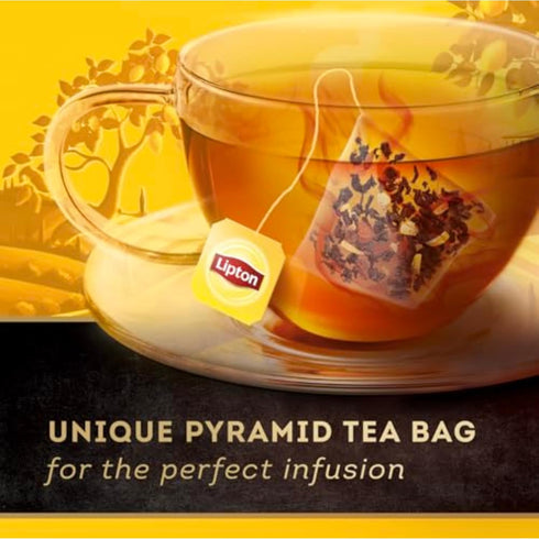 80 (20ct Pack 4) Lipton Black Tea Lemon, Pyramid Tea Bags, Flavored Teabags for a Refreshing Cup of Tea, Total Tea Bags