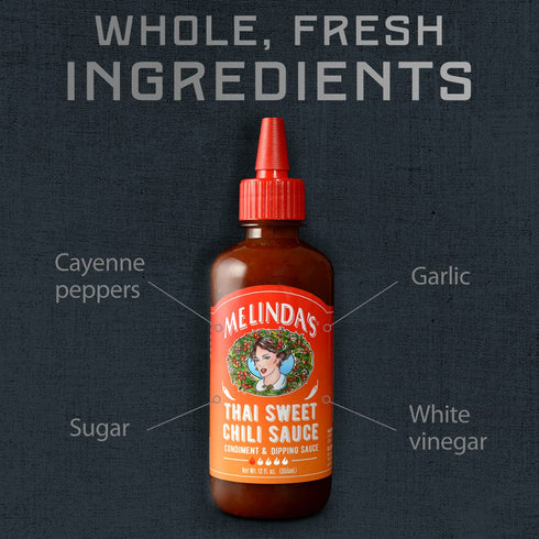 12oz, 1 Pack 2oz Melindas Thai Sweet Chili Sauce - Sweet and Mild Asian Chili Sauce Made with Whole Fresh Ingredients