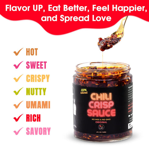 SAUCE UP 100% Natural Artisan Chili-Crisp, 6oz, Vegan, Keto, GF, Flavor Bomb, Crafted in NYC