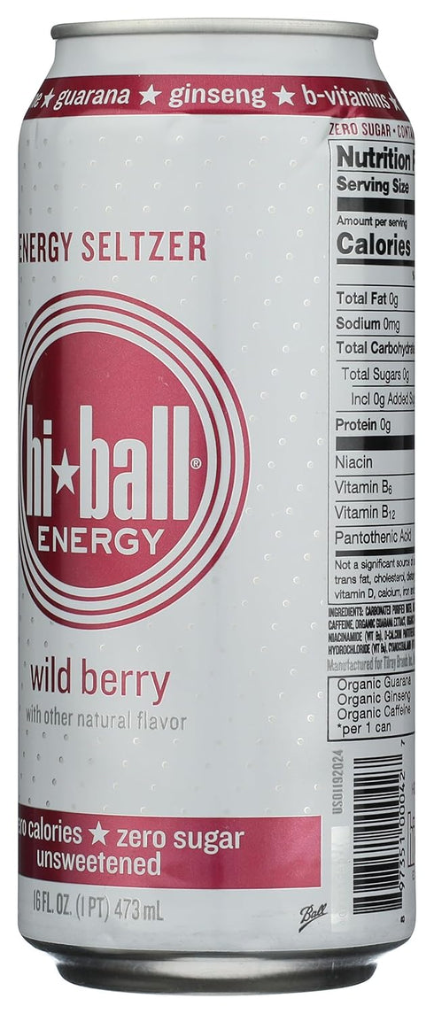 16 Oz Hi-Ball Wild Berry Sparkling Energy Water, Fl