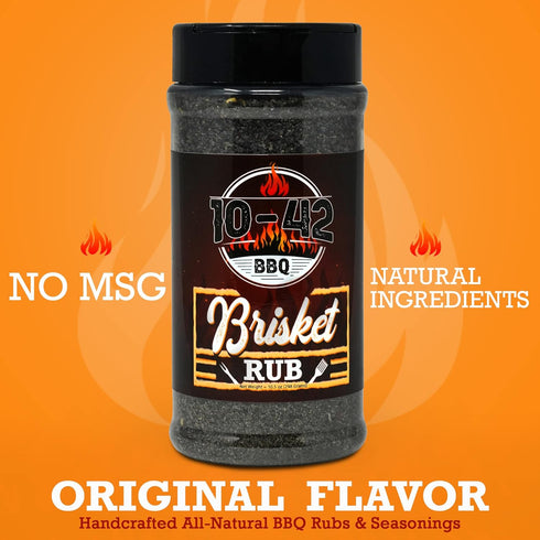 10-42 BBQ Brisket Rub (NO MSG) - All-Natural Spice Seasoning for Steak, Rib, Meat - Beef Brisket Seasoning Dry Rub - BBQ Rubs and Spices for Smoking and Grilling - Brisket rub for smoker - 0 Calorie - 10.5oz