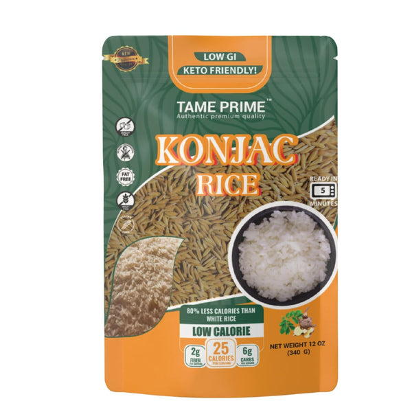 Tame prime dried Shirataki rice, Konjac rice 12 oz, Keto Friendly,Low GI,80%
