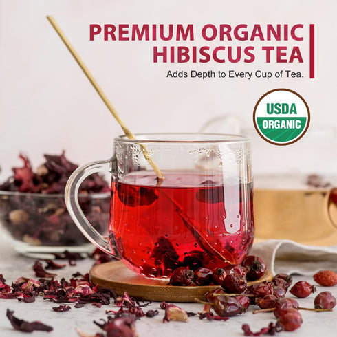 1lb (16oz), Soeos Organic Hibiscus Flower Herbal Tea, Hibiscus Tea Loose Leaf, Bold Tart Flavor, Caffeine-Free