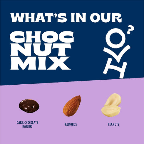 Multipack, 1 oz (Pack 8), 4g Orchard Valley Harvest Choc Nut Mix of Dark Chocolate Raisins, Almonds & Peanuts, Gluten