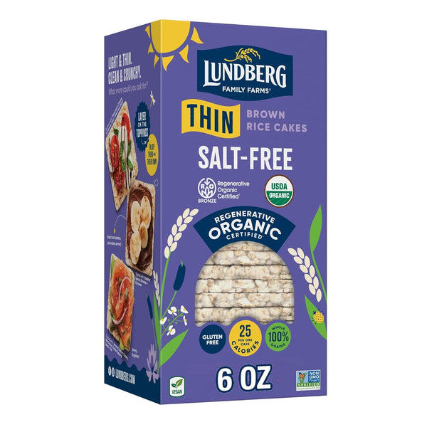 Lundberg Organic Thin Stackers, Salt-Free, 6oz, Gluten-Free, Vegan, USDA Certified Organic, Non-GMO Verified