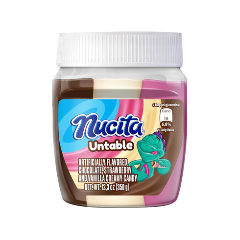 Nucita Trisabor Spreadable, Creamy Candy Chocolate, Vanilla and Strawberry, 10.6 Oz Jar,