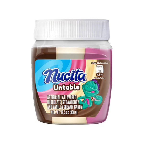 Nucita Trisabor Spreadable, Creamy Candy Chocolate, Vanilla and Strawberry, 10.6 Oz Jar,