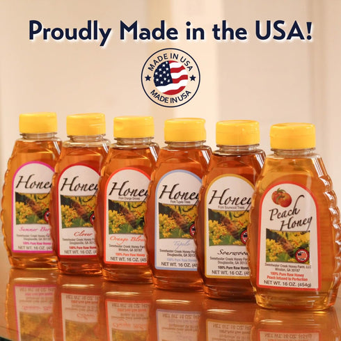 Sweetwater Creek Honey Farm 100% 32 oz 100% Peach Honey - Made from Pure, Raw, & Unfiltered Honey, Peach-Infused