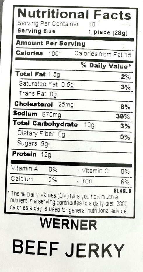10 Count Pack Werner Beef Jerky Slab Giant Jerky Slab, Jerky Sheets Thinly Sliced Beef Jerky Bulk (Ol' Fashioned)