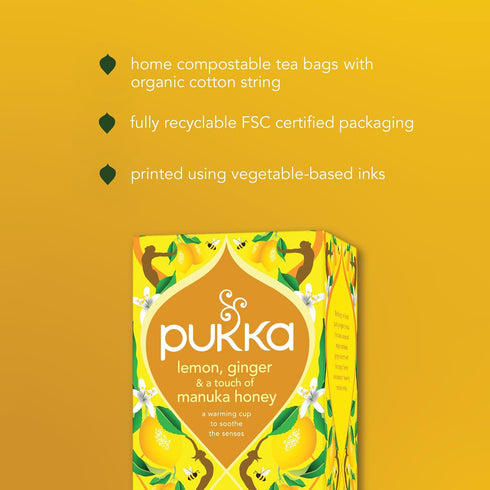 Immune 80 (20ct Pack 4) Pukka Organic Lemon, Ginger & Manuka Honey Herbal Tea, Boosting Organic Tea Infusion Selection