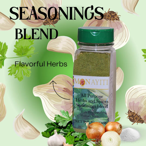 14oz (400g). Monayiti Epis Haitian Style Seasoning Seasonings Powder. blend of parsley, onions, garlic, chicken base