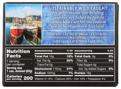 3.75 oz (106 Crown Prince Natural, Brisling Sardines, in Spring Water, g)