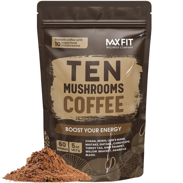 Mushroom Coffee (60 Servings) 10 Mushrooms (Lions Mane, Cordyceps, Turkey Tail &