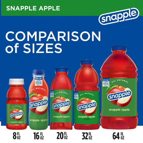 16 oz 100% 24 Pack Snapple Apple All Natural Juice Drink Gluten Free fl Recycled Plastic Bottle