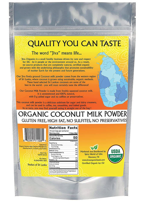 1.25 LB Jiva Organic Coconut Milk Powder - Gluten Free, Vegan, Dairy Free, All Natural Plant Based Creamer, Keto