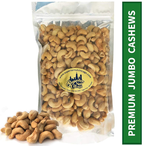 Superior Nut Chicago 28 oz. (1 lb. 12 oz.) Premium Roasted Salted Jumbo Cashews