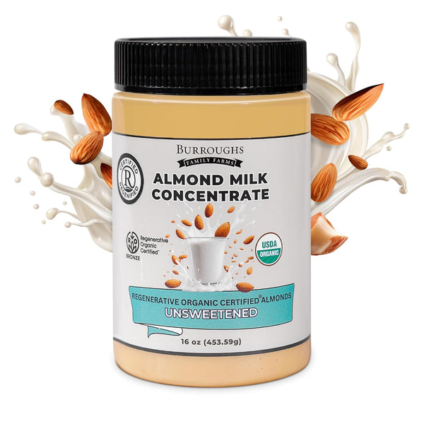 Burroughs Family Farms USDA Organic Almond Milk Concentrate, 16 Oz First Regenerative
