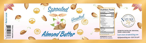 (16) Raw Sprouted California Non-Pareil Almond Butter (Unsalted)