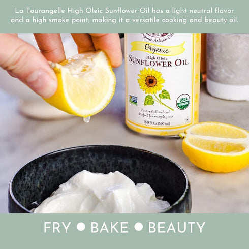 La Tourangelle Organic High Oleic Sunflower Oil, Neutral Oil for Medium to High Heat Cooking, 16.9 Fl Oz
