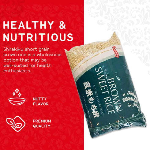 5-Pound (Pack 1) Shirakiku Sweet Brown Rice - Short Grain Japanese Style Rice with Low Calories and Dietary Fiber