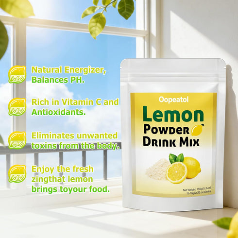 Lemon Powder Made from Real Lemons, Rich in Natural Vitamin C Lemon Juice Powder for Baking, Cooking & Drinks, Easy-Mix