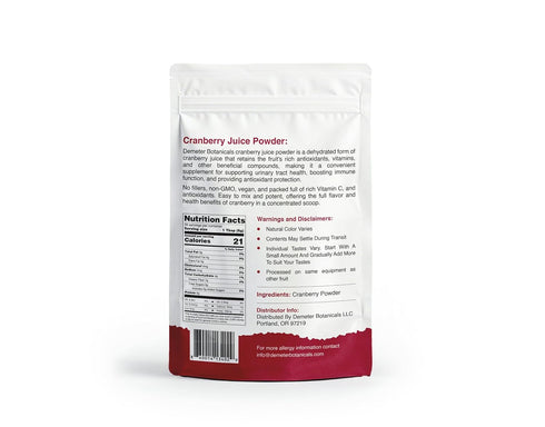 Demeter Botanicals 12 Cranberry Fruit Powder, Ounce, Great for Drinks, Baking and Smoothies, Cold-Pressed, Supports