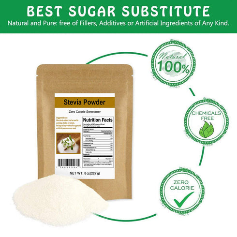 CCnature 8 oz Stevia Powder Extract Natural Sweetener Zero Calorie Sugar Substitute