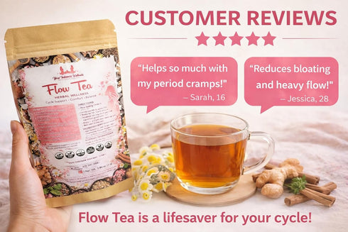Generic Yoni Intimate Wellness Period Flow Cycle PMS Support Natural Herbal Tea for Bloating, Ease Menstrual Pain