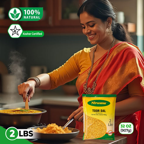 32 oz Split Pigeon Peas (Toor Dal) Premium Dry Yellow Lentils for Curries, Soups & Everyday Cooking