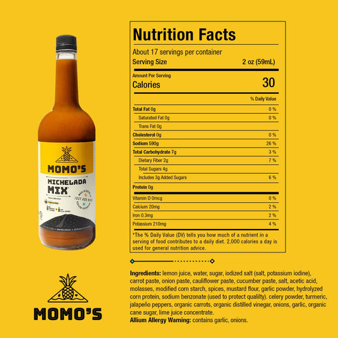 Pack 1 (33.8 Oz) Momo's Michelada Mix - Tomato-Free, Vegan, Lemon-Based, Central American-Inspired Refreshing Fiesta