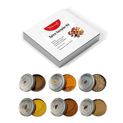 Set 6 3 Indian Spice Sampler Kit Gift by Flavor Temptations | Salt-free, Gluten-free Spices including Garam Masala