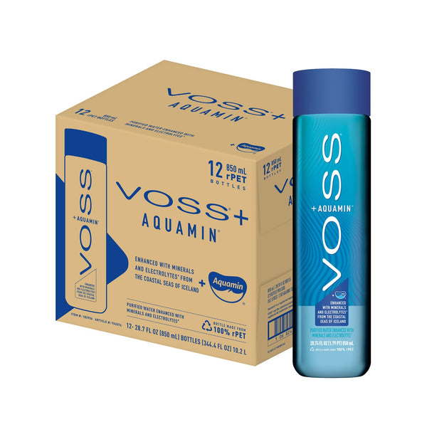 VOSS+ Aquamin Enhanced Water - Pack of 12 Bottles, 850ml Each -