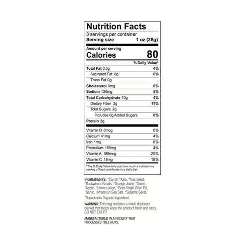 Brad's Raw Organic Gluten Free Raw Chips, Kale, 3 Ounce