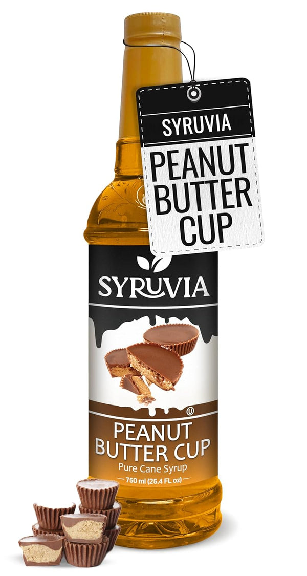 Syruvia Coffee Syrup, Peanut Butter Cup Flavored Syrup for Drinks, Lattes, and