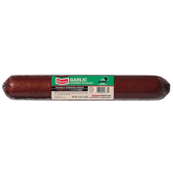 Klement's Garlic Summer Sausage, Hardwood Smoked 32 Oz (2 Pounds) - 1 Unit