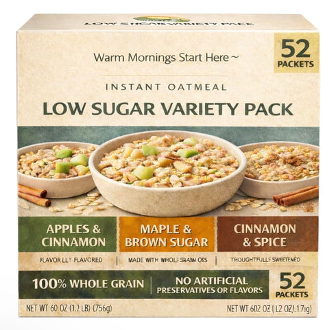 Generic Instant Oatmeal Variety Pack, 52 Packets, Apples & Cinnamon, Maple & Brown