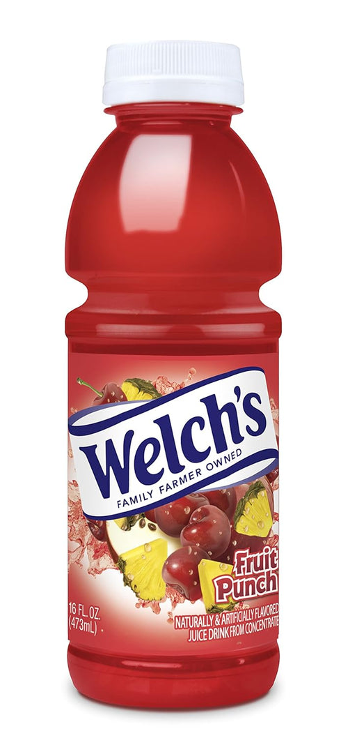 Welch's Juice Drink, No Preservatives, Fruit Punch, 16 Ounce (Pack of 12)