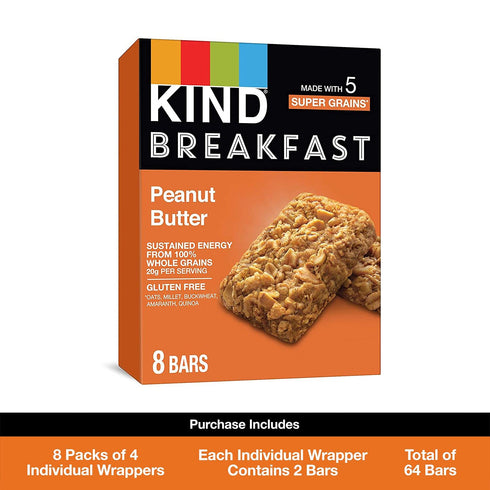 32 Count KIND Breakfast Bars, Peanut Butter, Healthy Snacks, Gluten Free