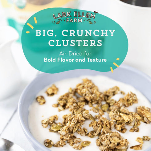 8 oz 3 Pack Lark Ellen Farm Vanilla Cinnamon Granola Clusters, Gluten Free, Vegan, Certified Organic, Low Sugar Healthy