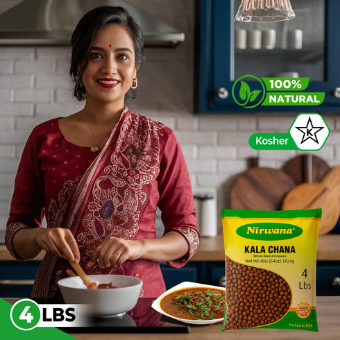 64 oz Black Chickpeas (Kala Chana) Premium Dry Garbanzo Beans for Cooking, Snacking & Meal Prep High Fiber Pantry