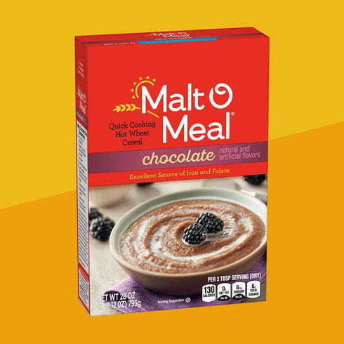 28 (Pack 4) Chocolate Malt-O-Meal, Quick Cooking Hot Breakfast Cereal, Ounce Box